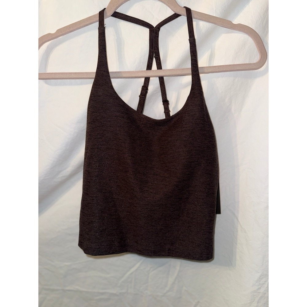 Avia Foil Bra Tank Top Brown Shimmer Metallic‎ Y-Back Crop Yoga Gym XS 0-2 NWT